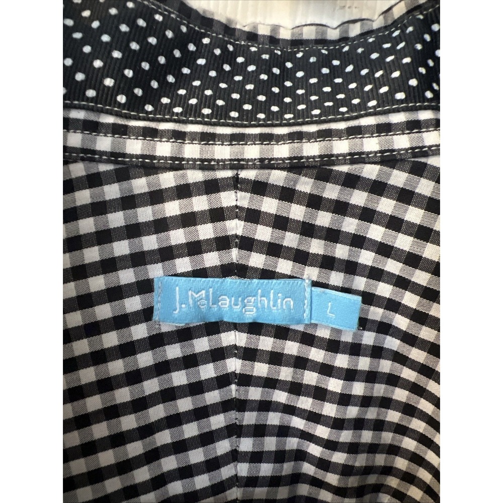J Mclaughlin Mens Size Large Black/White Check Button Down Soft Cotton Shirt - Picture 3 of 7